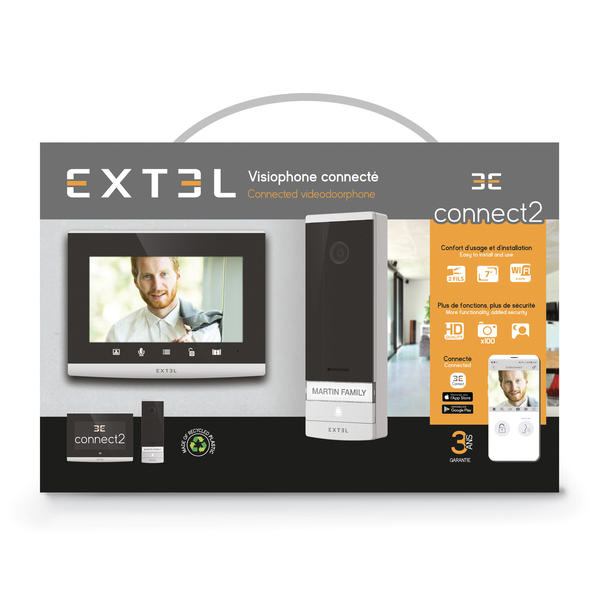 Visiophone connecté Extel Connect - Platine filaire, Ecran 7 Wifi  (Reconditionné) + Bonnet à led Offert –