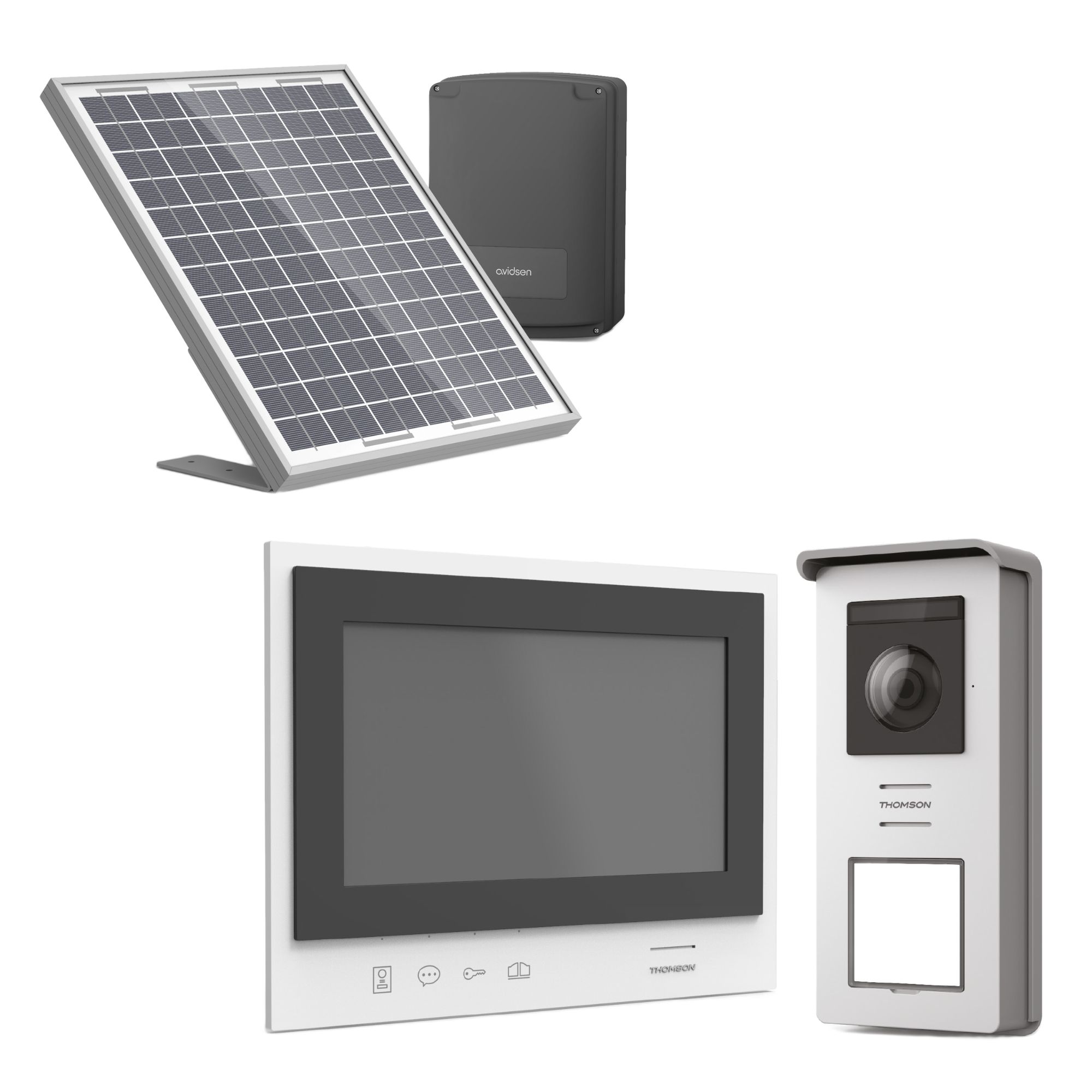 Thomson Visiophone Solaire et sans fil simple à installer avec écran nomade - Air